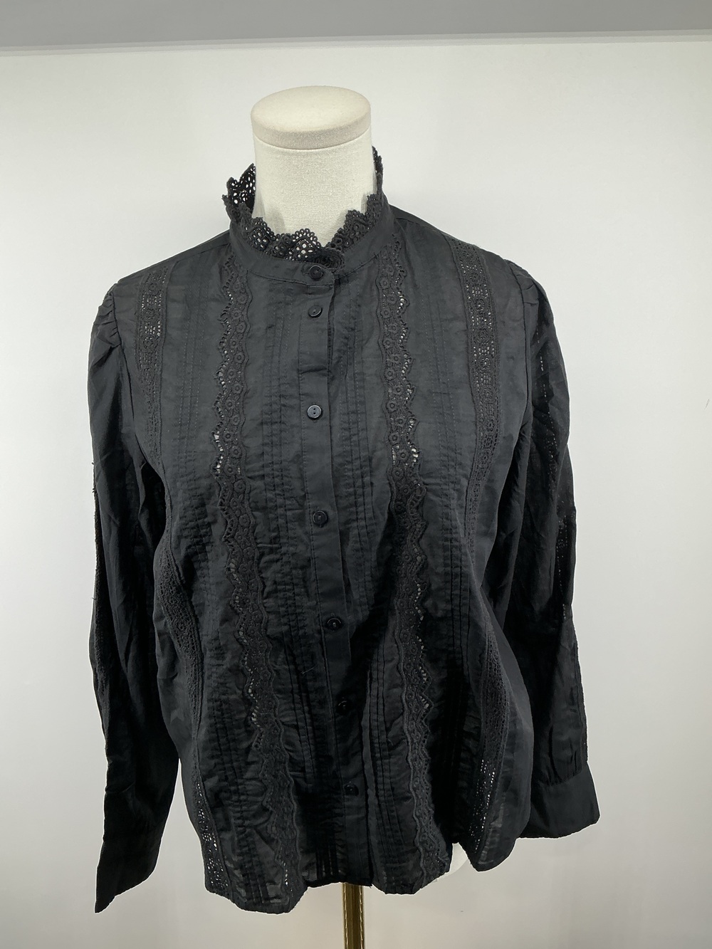Organic Cotton Voile Lace Detail Blouse